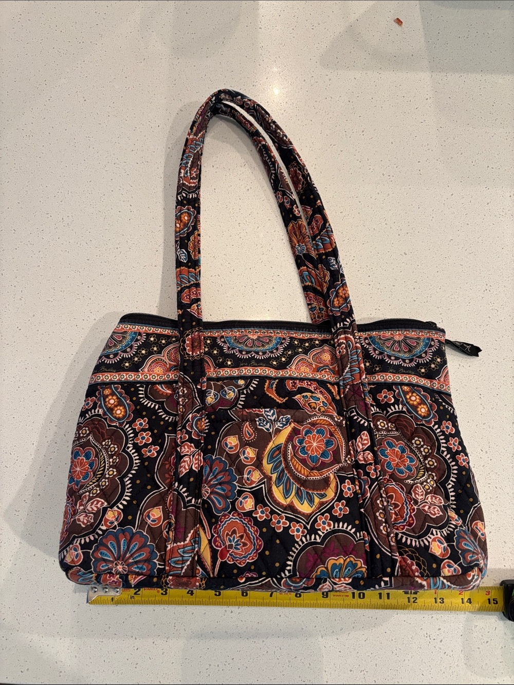 Vera Bradley Quilted Paisley Tote in Black with Multi-Color Accents 5 piece set